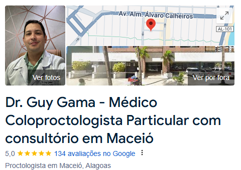 Perfil de Dr. Guy Gama no Google, nota 5,0 com 134 avaliações